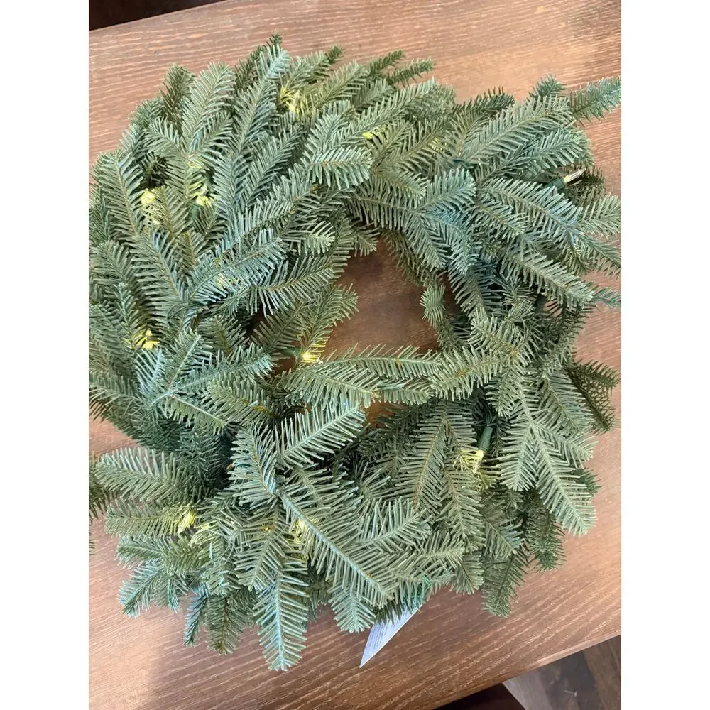 Balsam Hill BH BALSAM FIR 26” wreath candlelight LED Lights NIB battery powered
